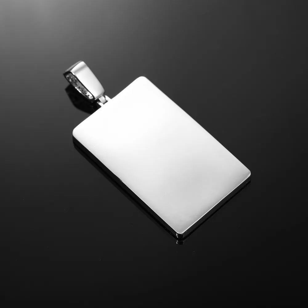 Full Diamond Memory Photo Rectangular Pendant - 32mm - TONGSHOP / Length:16 / Length:18