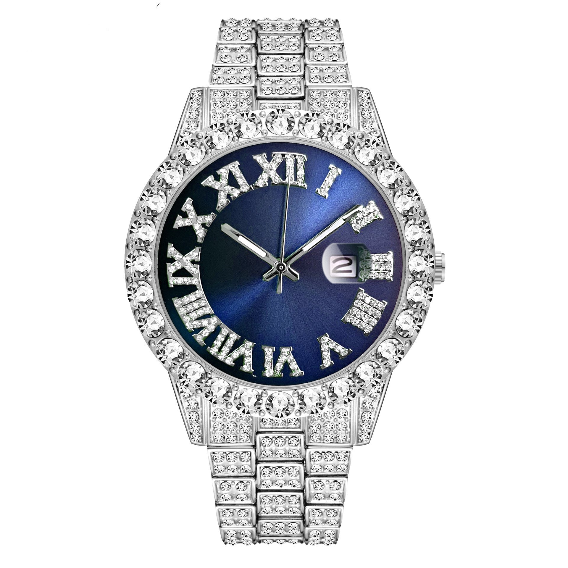 Full Diamond Roman Numeral Diamond Watch - TONGSHOP