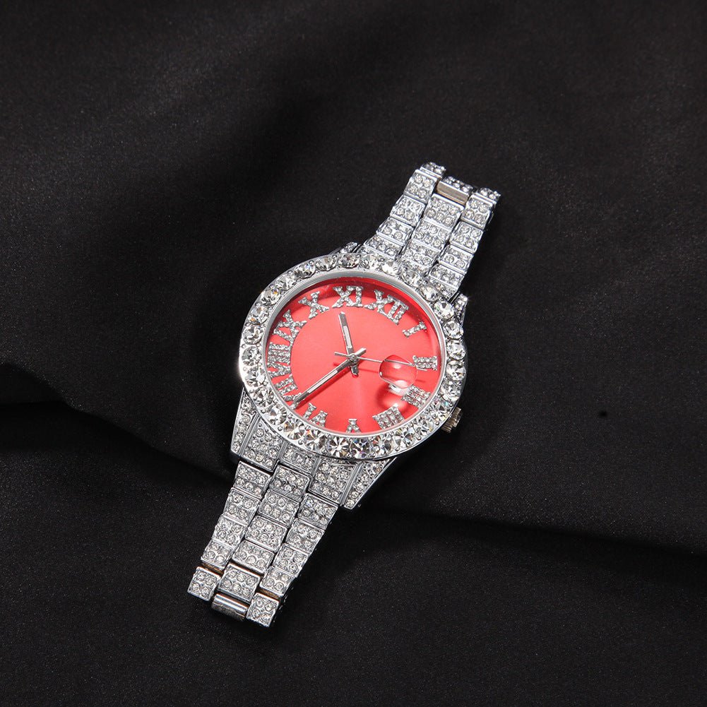 Full Diamond Roman Numeral Diamond Watch - TONGSHOP