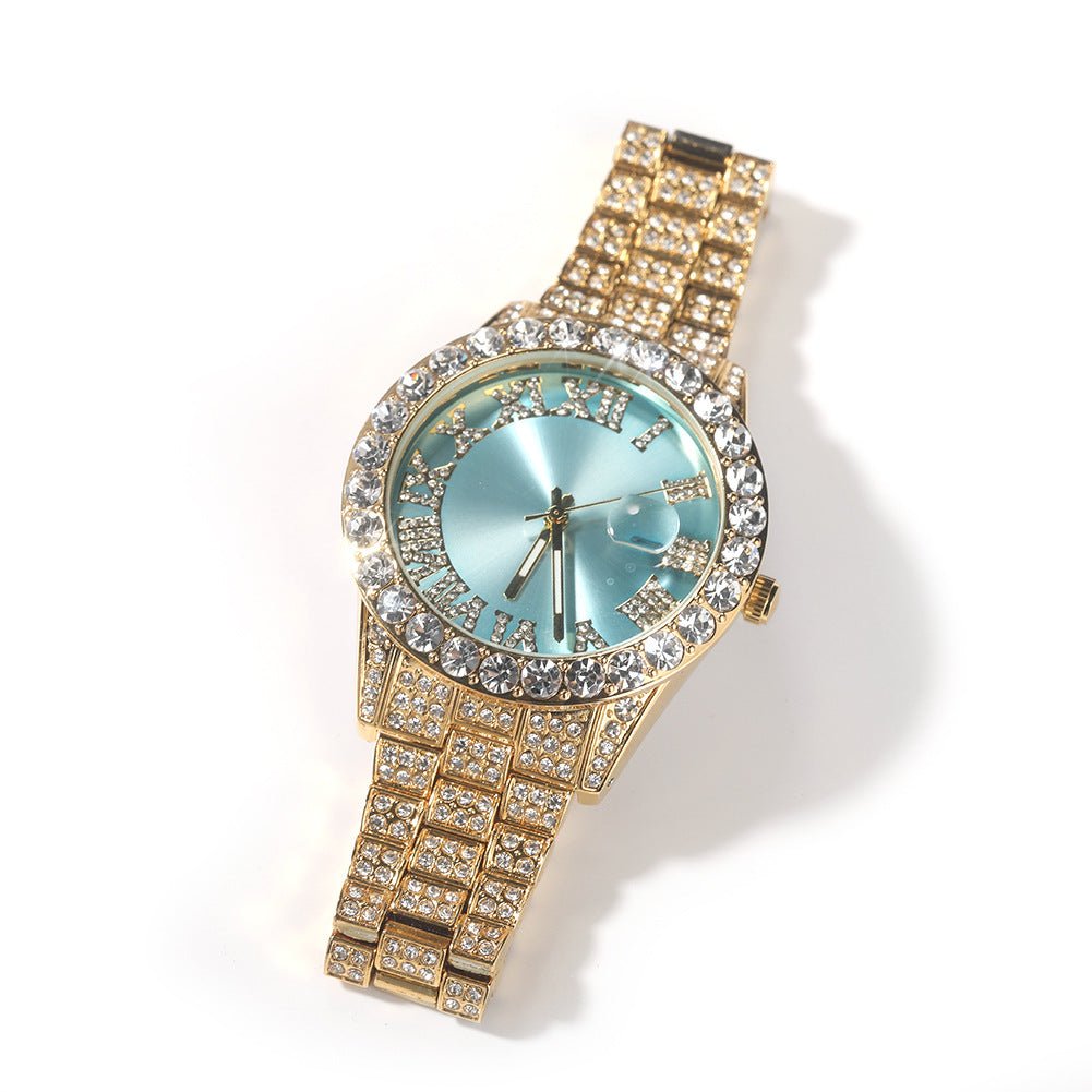 Full Diamond Roman Numeral Diamond Watch - TONGSHOP