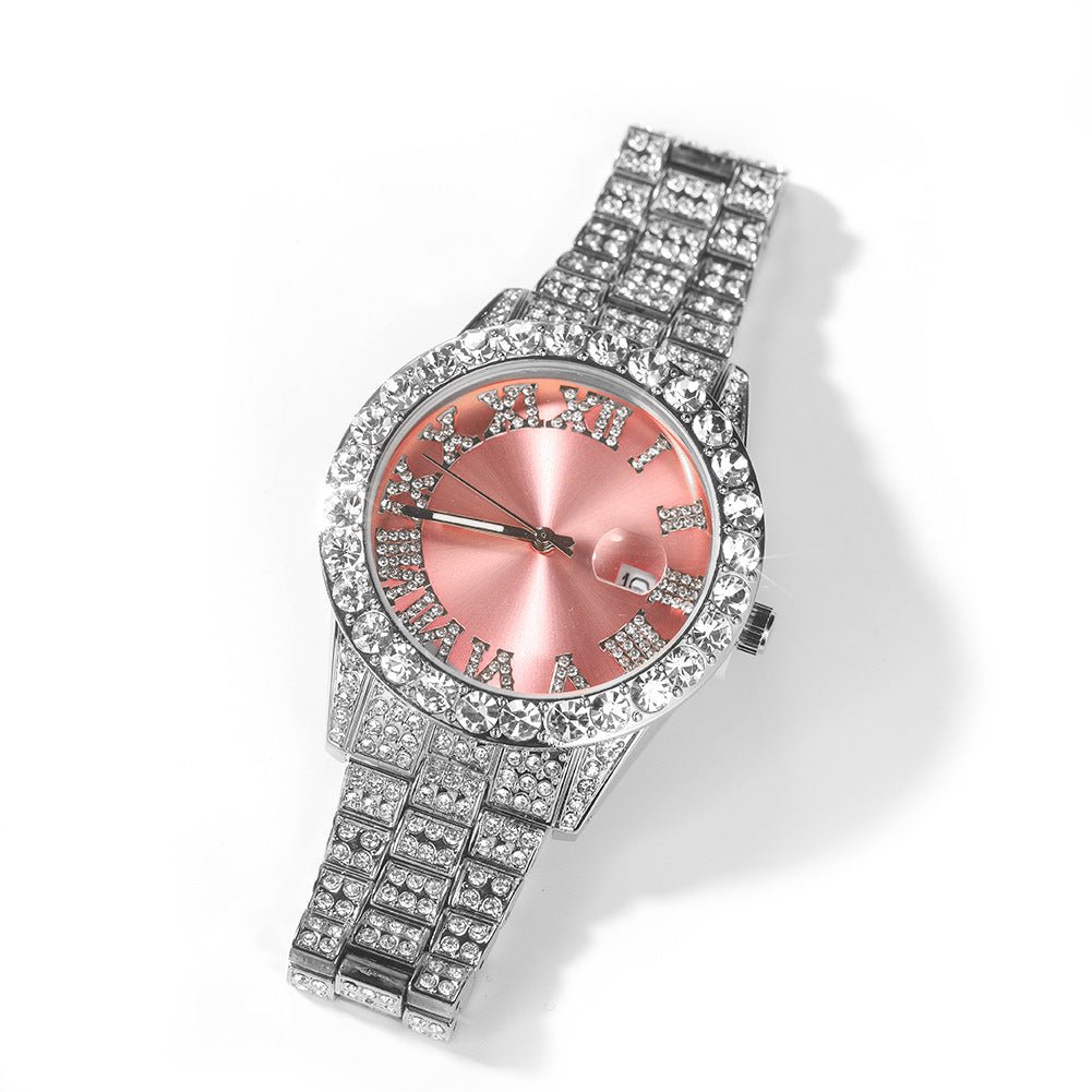 Full Diamond Roman Numeral Diamond Watch - TONGSHOP