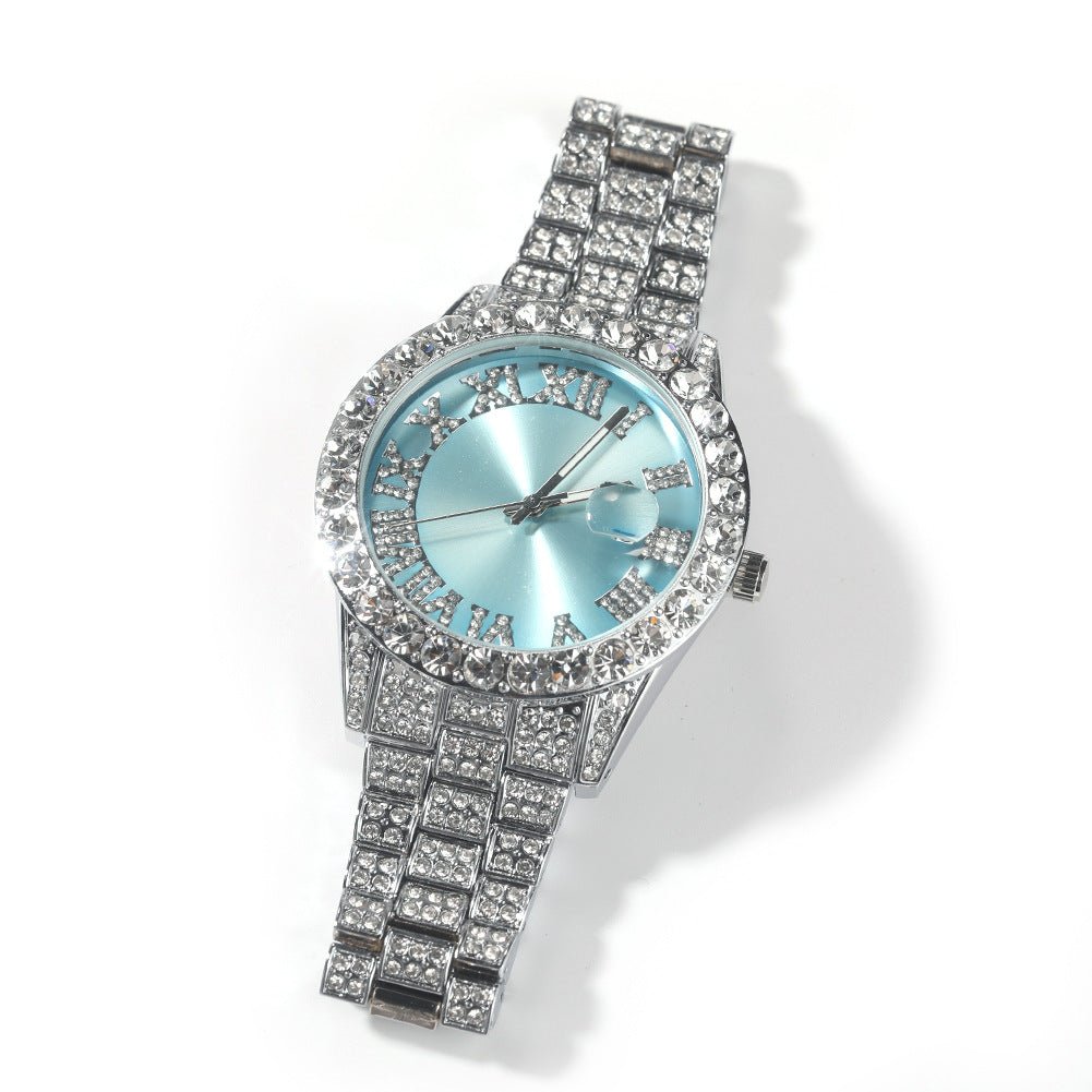 Full Diamond Roman Numeral Diamond Watch - TONGSHOP