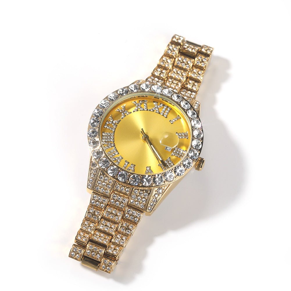 Full Diamond Roman Numeral Diamond Watch - TONGSHOP