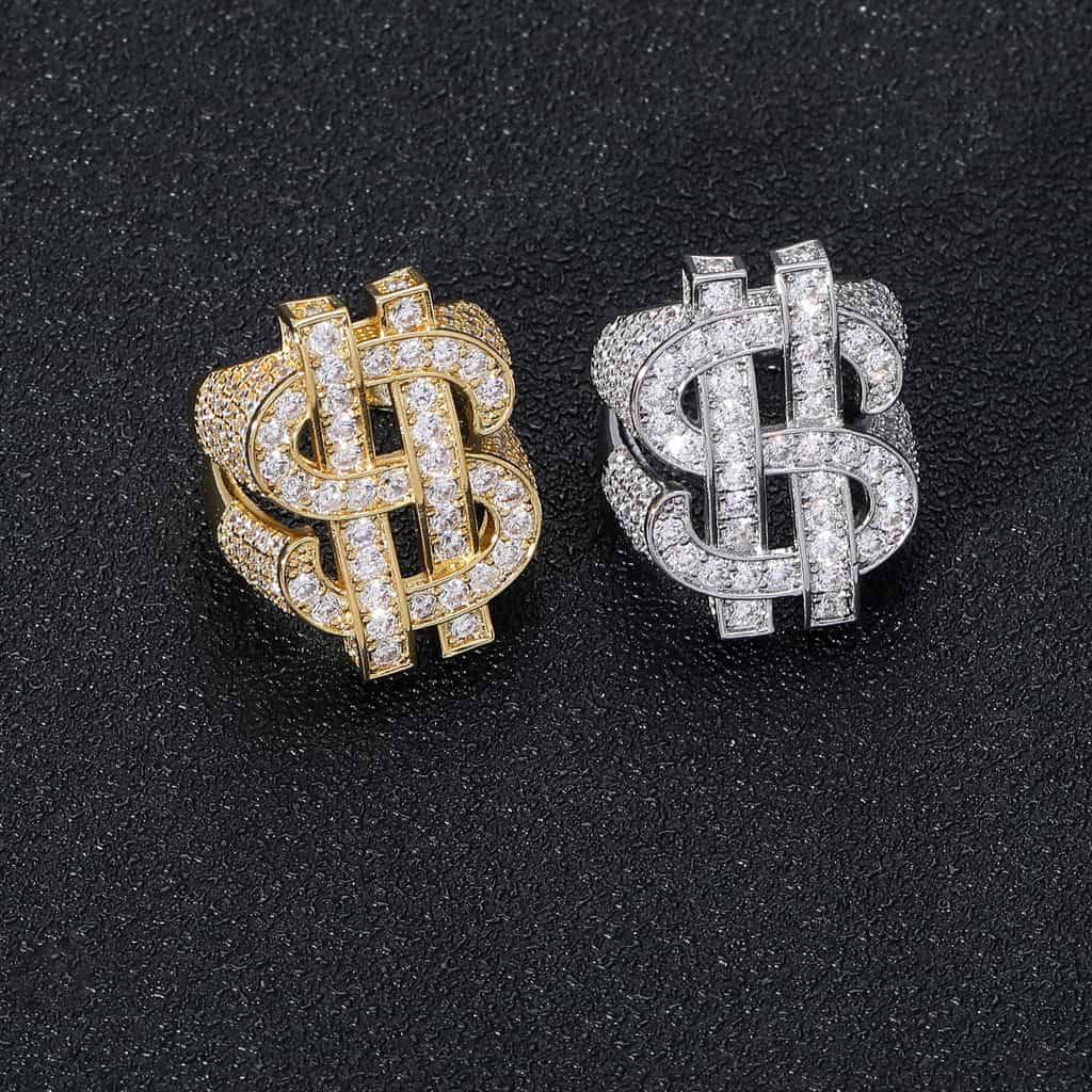 Fully Diamond - Encrusted Hollowed - Out Gold Hip - Hop Statement Ring - TONGSHOP