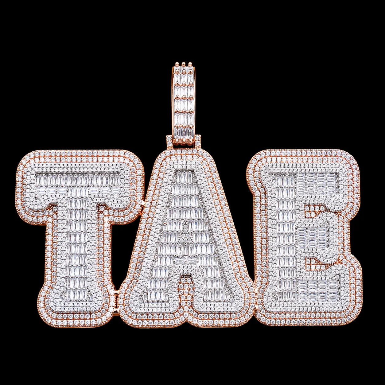 Fully Iced - Out Double - Layer T - Set Diamond Custom Letter Pendant - TONGSHOP / Length:16 / Length:18