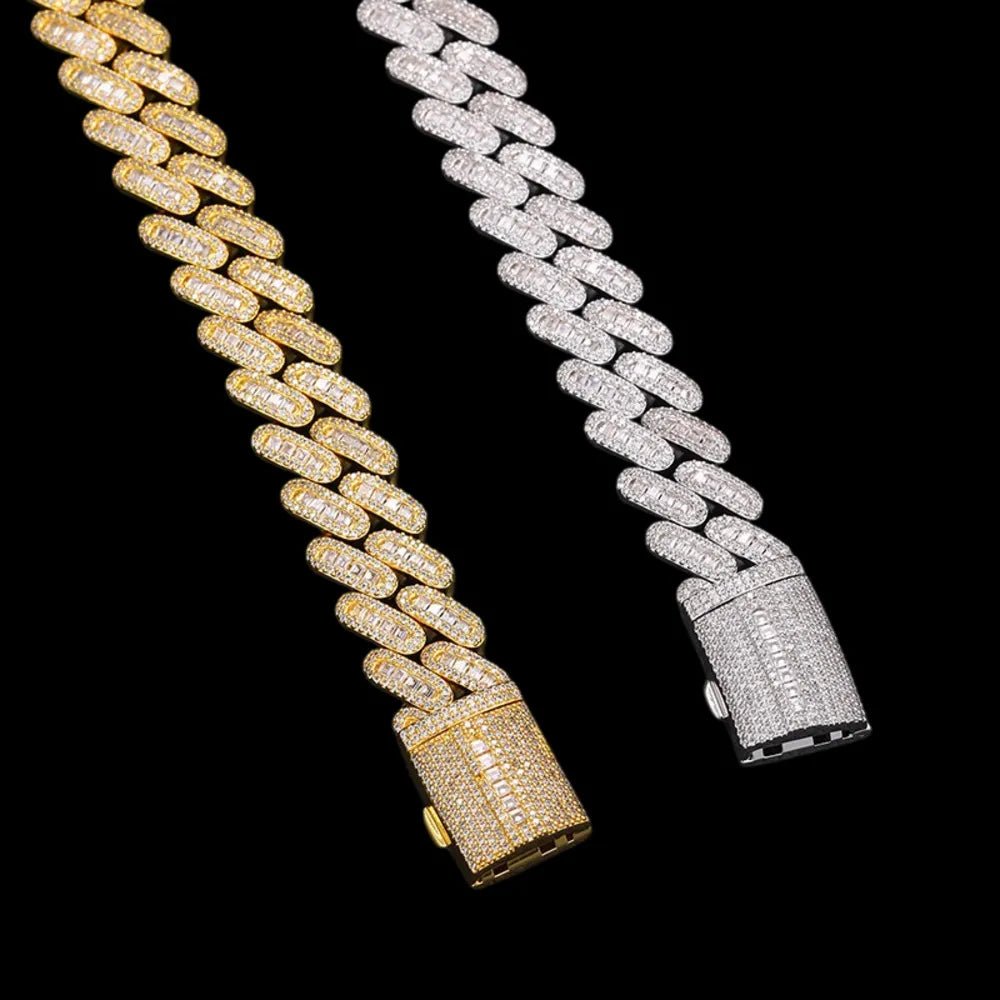 Fully Iced Out Square Diamond Cuban Link Chain - 14mm - TONGSHOP / Length:16 / Length:18