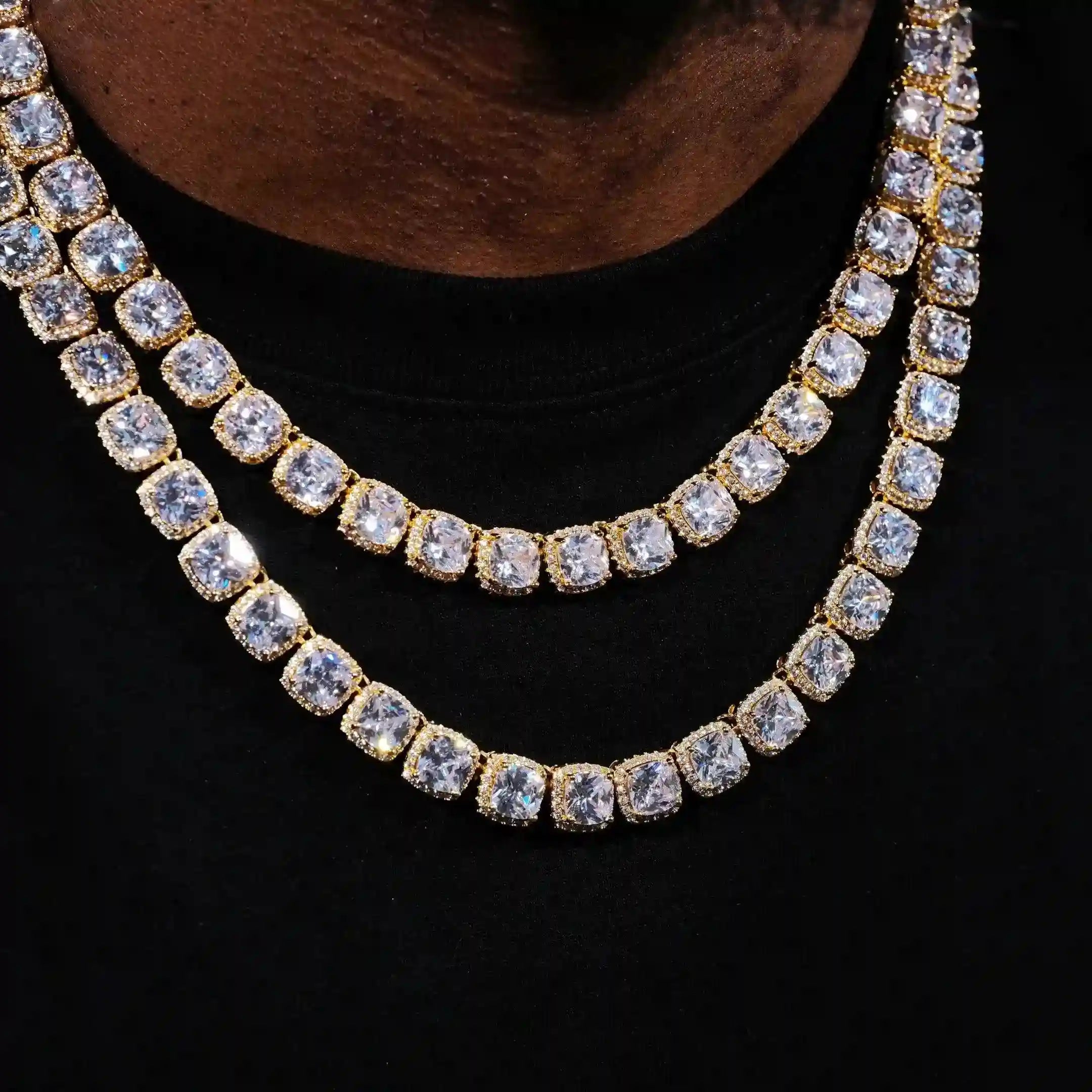 Glacier Clustered Tennis Chain in 18K Gold - TONGSHOP