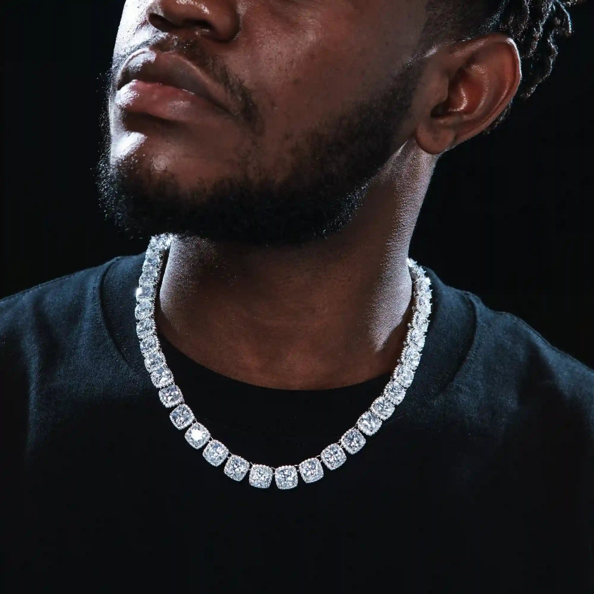 Glacier Clustered Tennis Chain in White Gold - TONGSHOP