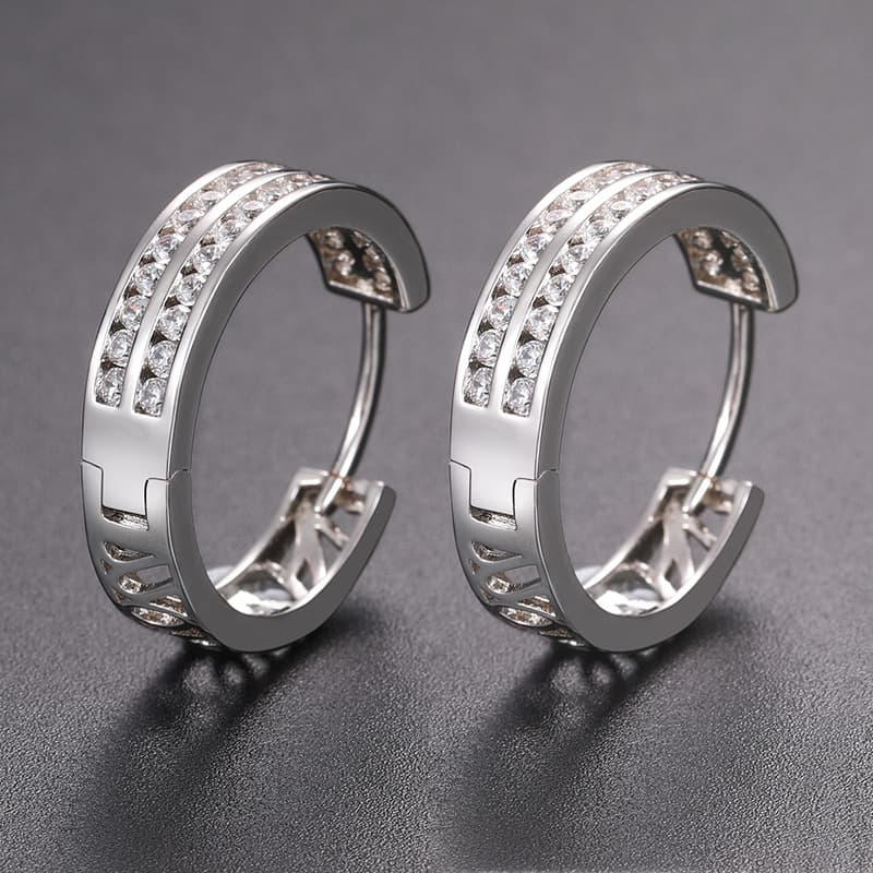 Gold - Plated Full Diamond Earrings - TONGSHOP