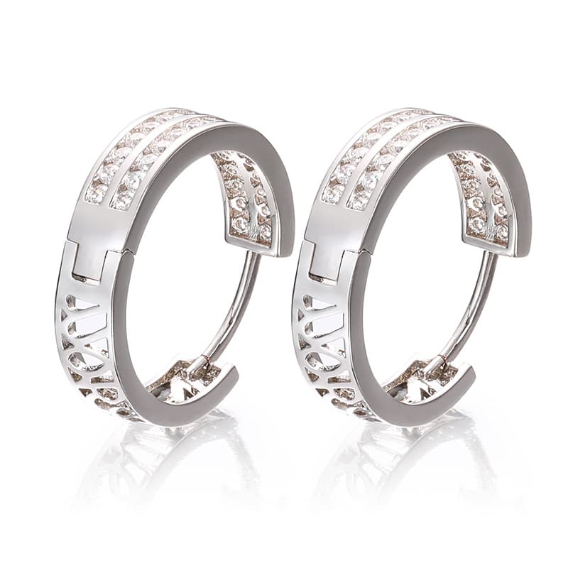 Gold - Plated Full Diamond Earrings - TONGSHOP