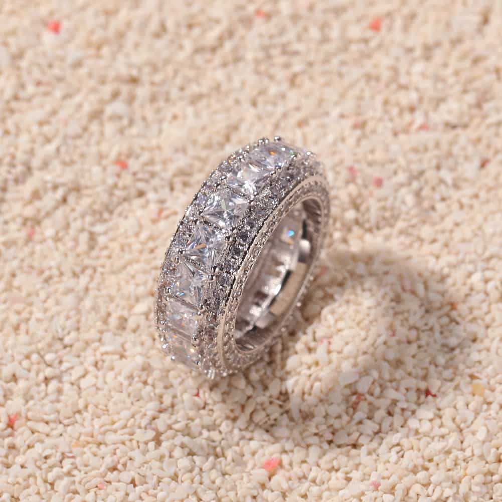 Gold - Plated Round Diamond Hip - Hop Ring - TONGSHOP