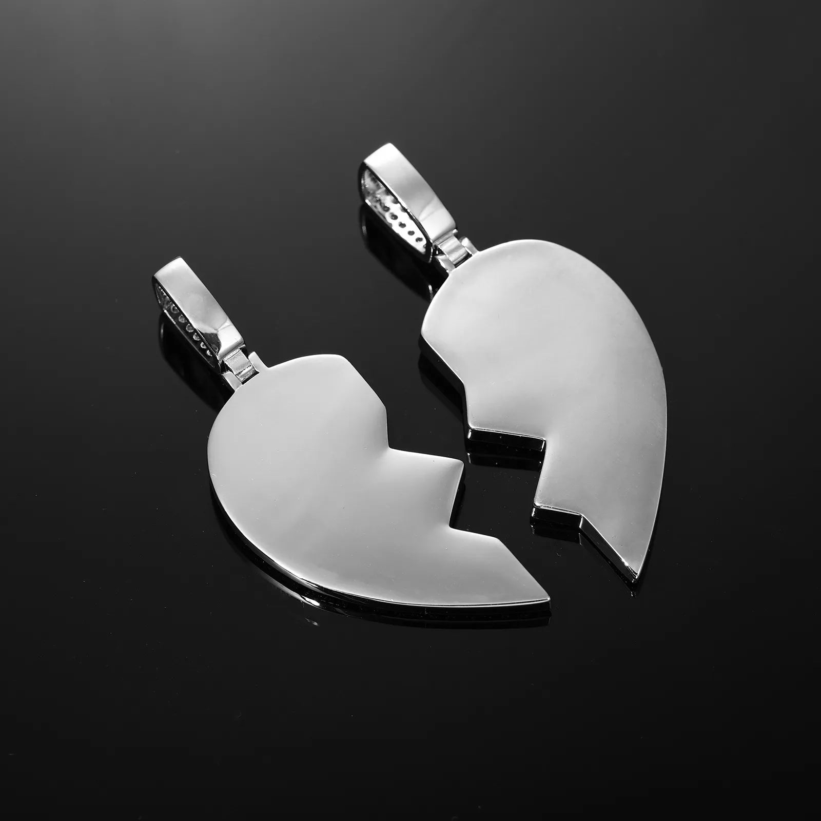 Heartbroken Heart Patchwork Memory Custom Photo Heart Pendant - 45mm - TONGSHOP / Length:16 / Length:18