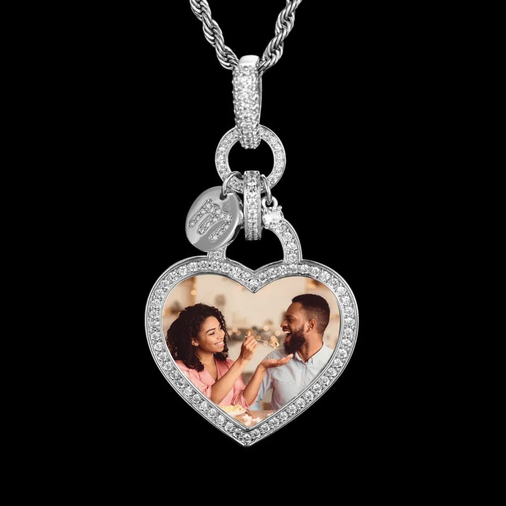 Heartfelt Love Custom Photo Heart Pendant - 35mm - TONGSHOP / Length:16 / Length:18