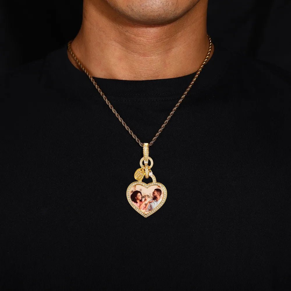 Heartfelt Love Custom Photo Heart Pendant - 35mm - TONGSHOP / Length:16 / Length:18