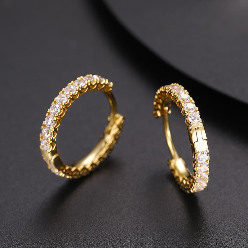 Hip - Hop Inspired Diamond Circle Earrings - TONGSHOP