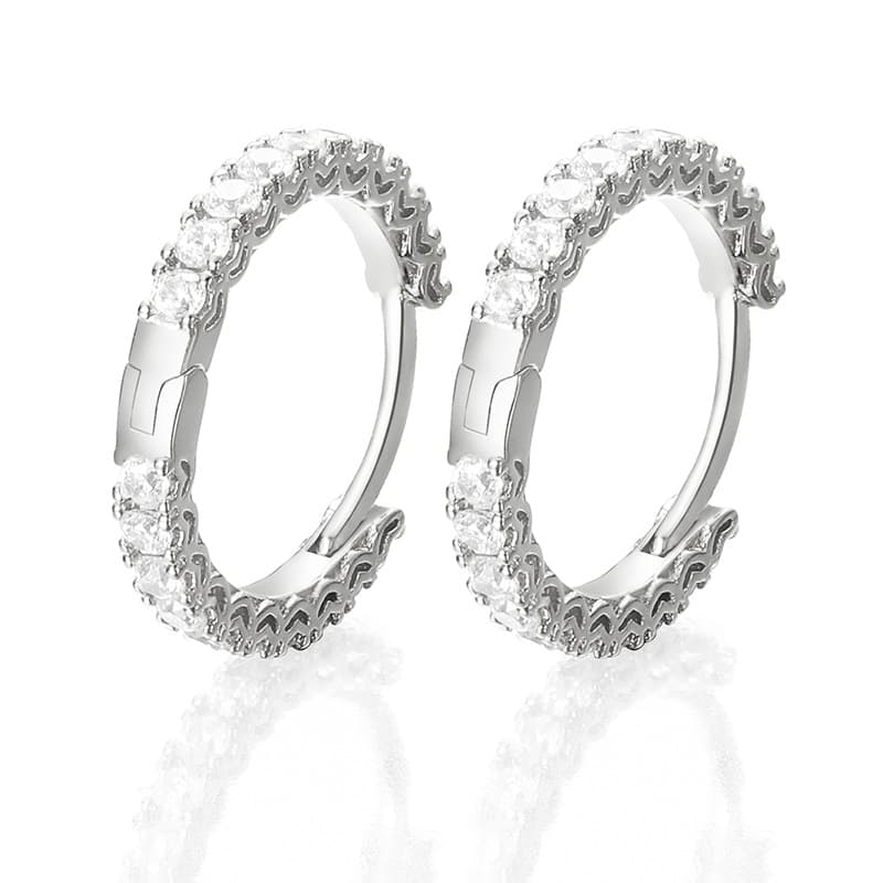 Hip - Hop Inspired Diamond Circle Earrings - TONGSHOP