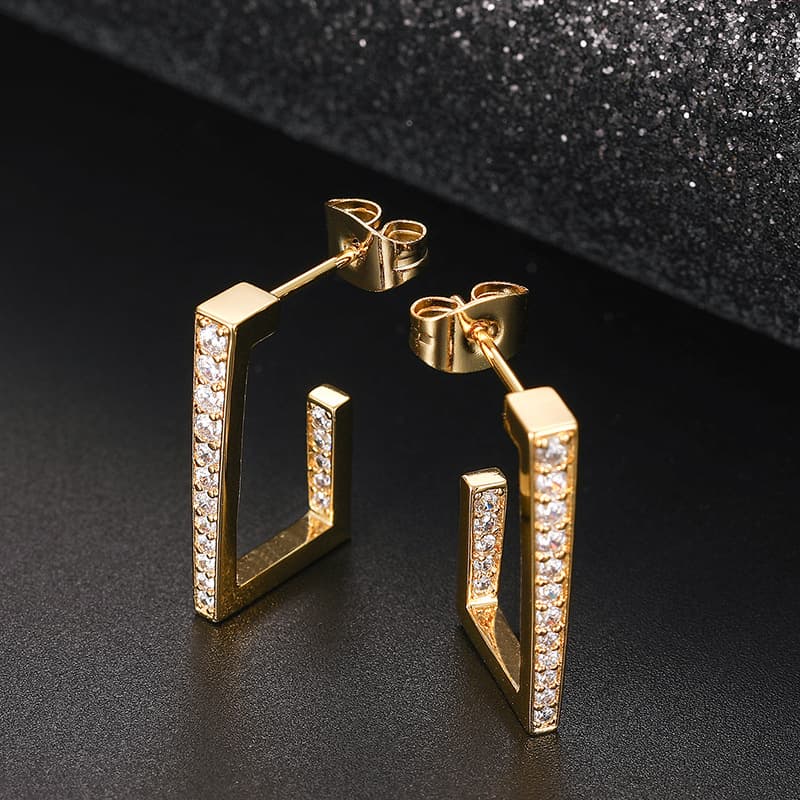 Hip - Hop Inspired Micro - Pave Diamond Ear Clasps - TONGSHOP