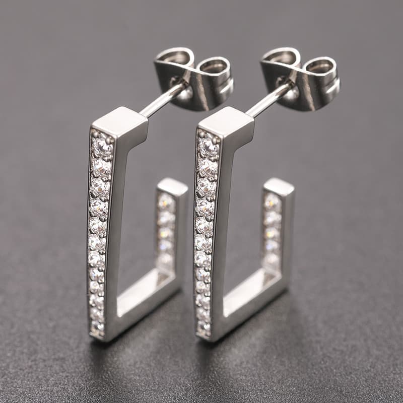 Hip - Hop Inspired Micro - Pave Diamond Ear Clasps - TONGSHOP