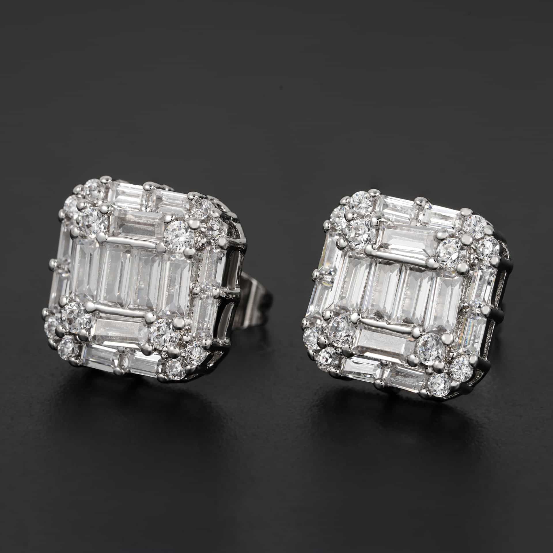 Hip - Hop Square Diamond Stud Earrings - TONGSHOP