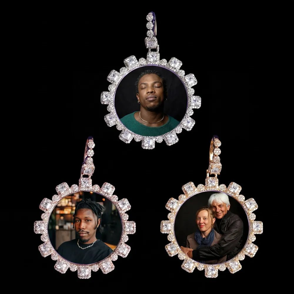 Ice Crystal Custom Photo Round Pendant - 40mm - TONGSHOP / Length:16 / Length:18