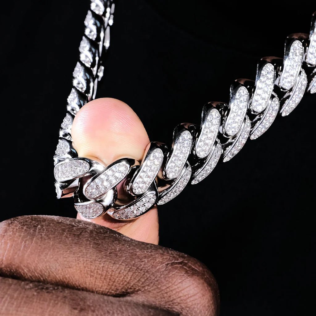 Iced Cuban Link Choker in White Gold - 19mm - TONGSHOP
