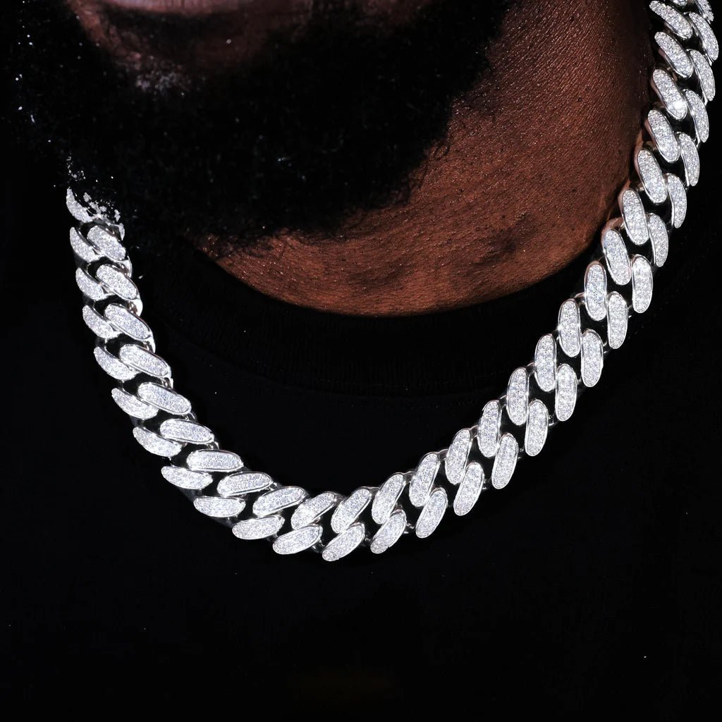Iced Cuban Link Choker in White Gold - 19mm - TONGSHOP