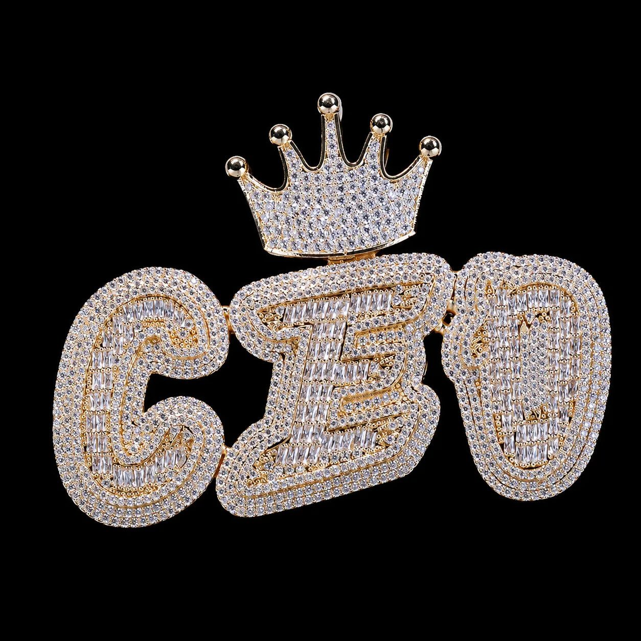 Iced - Out Crown Bail Custom NICK Font Pendant - TONGSHOP / Length:16 / Length:18