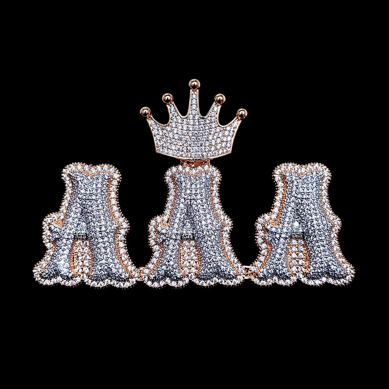 Iced - Out Crown Clasp Custom Gothic Letter Pendant - TONGSHOP / Length:16 / Length:18