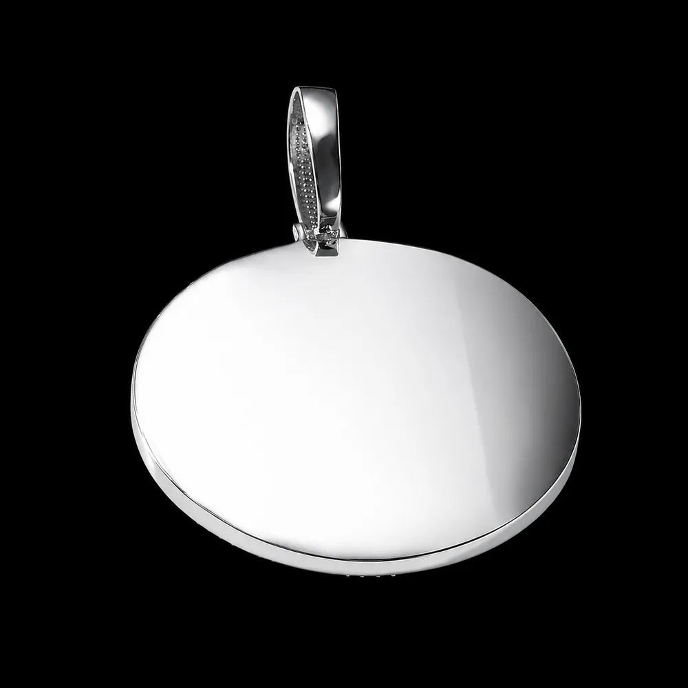 Iced - Out Crown & Heart Custom 3D Letter Large Round Pendant - 80mm - TONGSHOP / Length:16 / Length:18