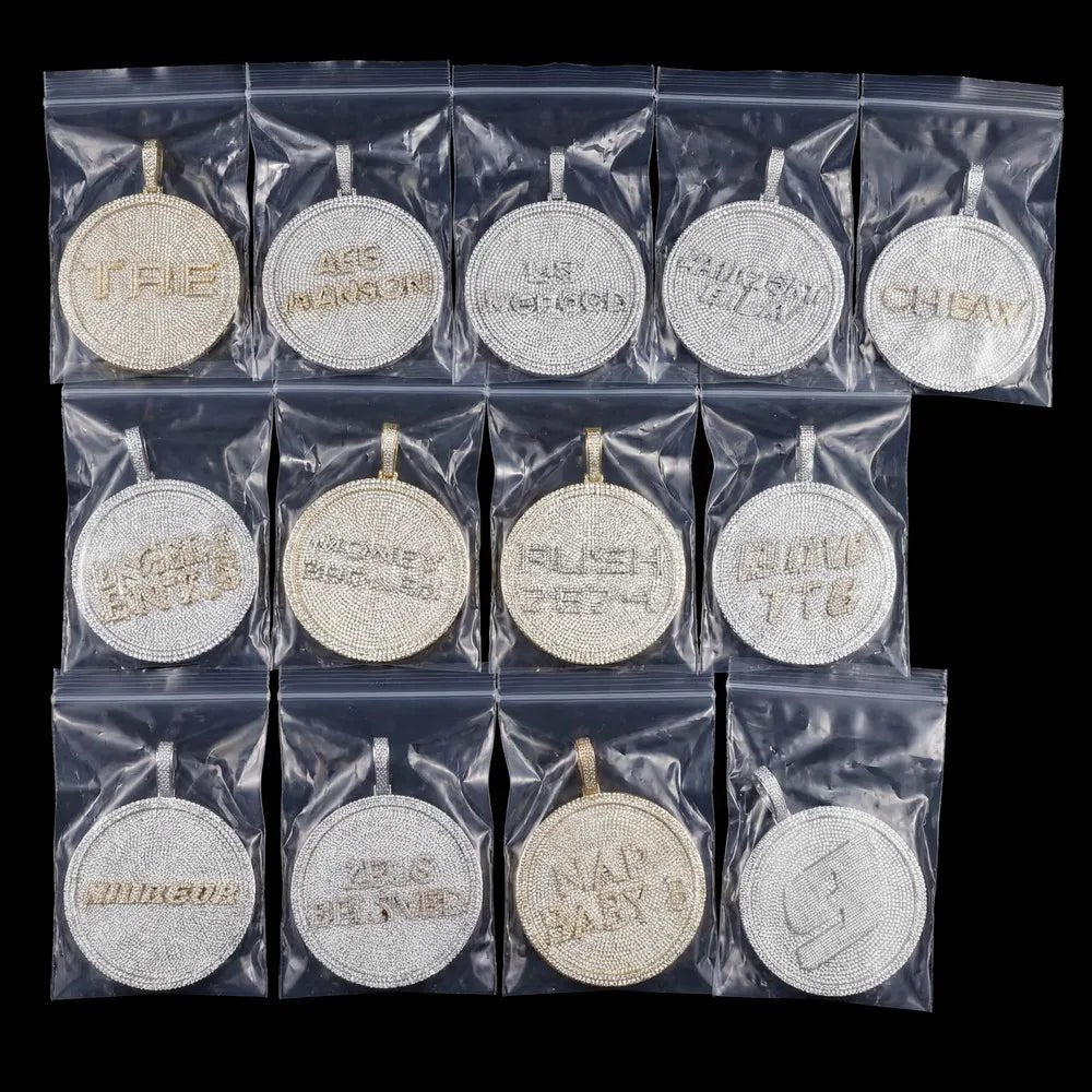 Iced - Out Diamond Custom Letter 3D Large Disc Pendant – 80mm - TONGSHOP / Length:16 / Length:18