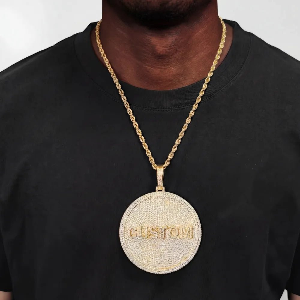 Iced - Out Diamond Custom Letter 3D Large Disc Pendant – 80mm - TONGSHOP / Length:16 / Length:18