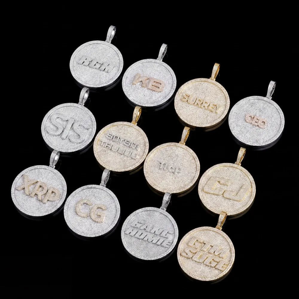 Iced - Out Diamond Custom Letter 3D Large Disc Pendant – 80mm - TONGSHOP / Length:16 / Length:18