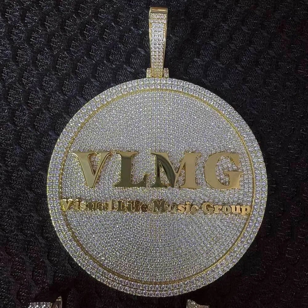 Iced - Out Diamond Custom Letter 3D Large Disc Pendant – 80mm - TONGSHOP / Length:16 / Length:18
