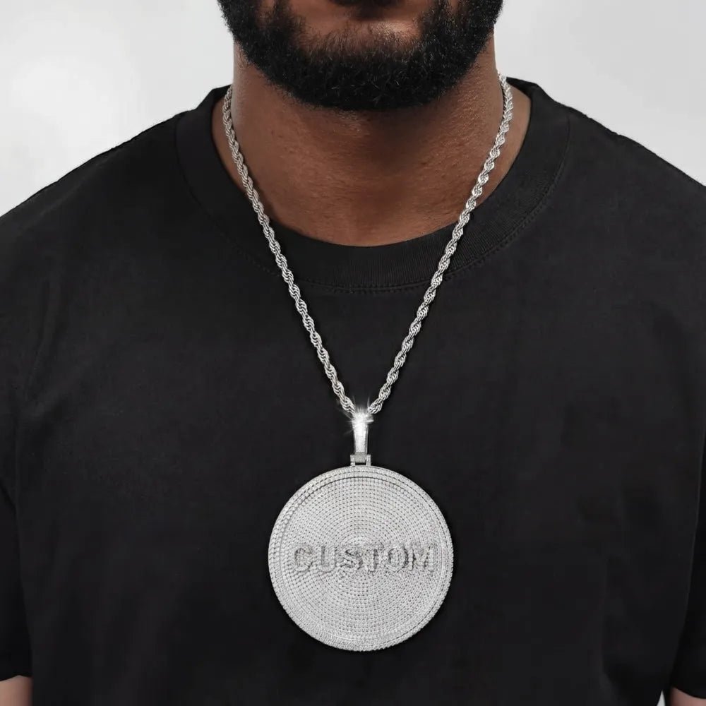Iced - Out Diamond Custom Letter 3D Large Disc Pendant – 80mm - TONGSHOP / Length:16 / Length:18