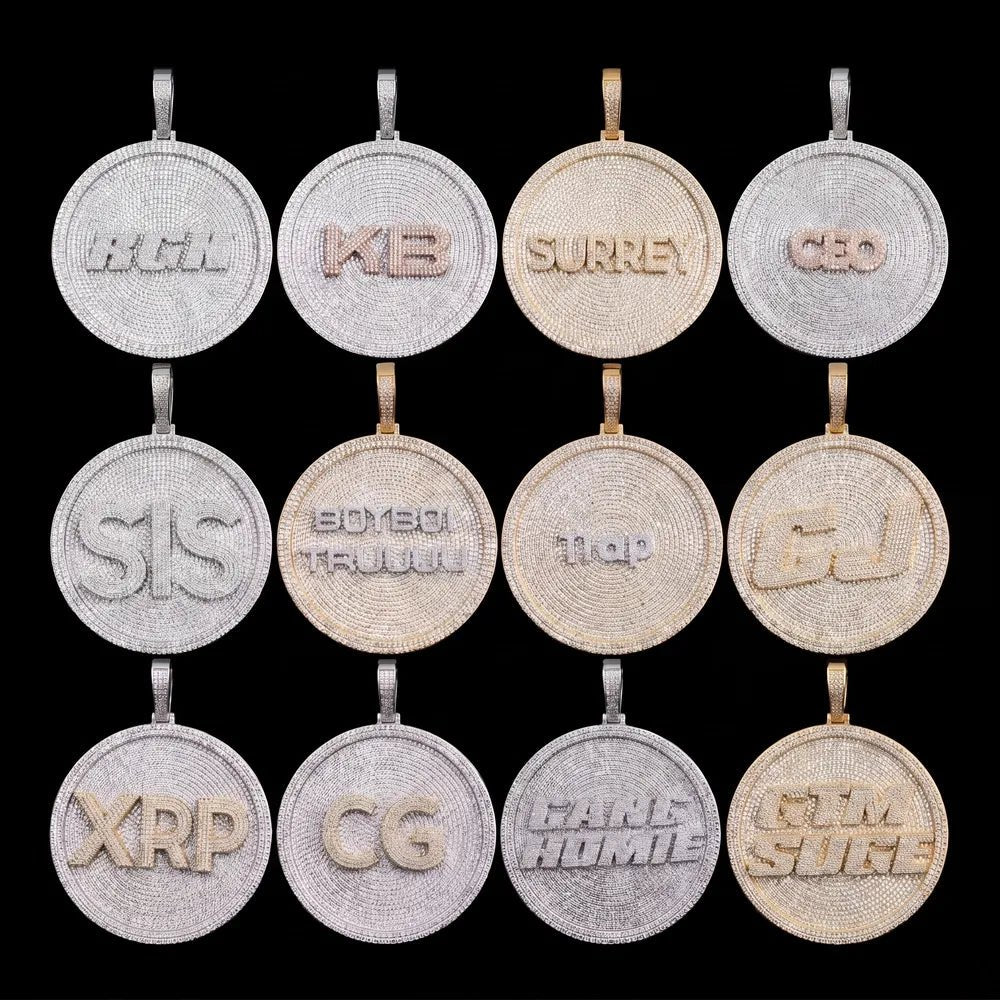 Iced - Out Diamond Custom Letter 3D Large Disc Pendant – 80mm - TONGSHOP / Length:16 / Length:18