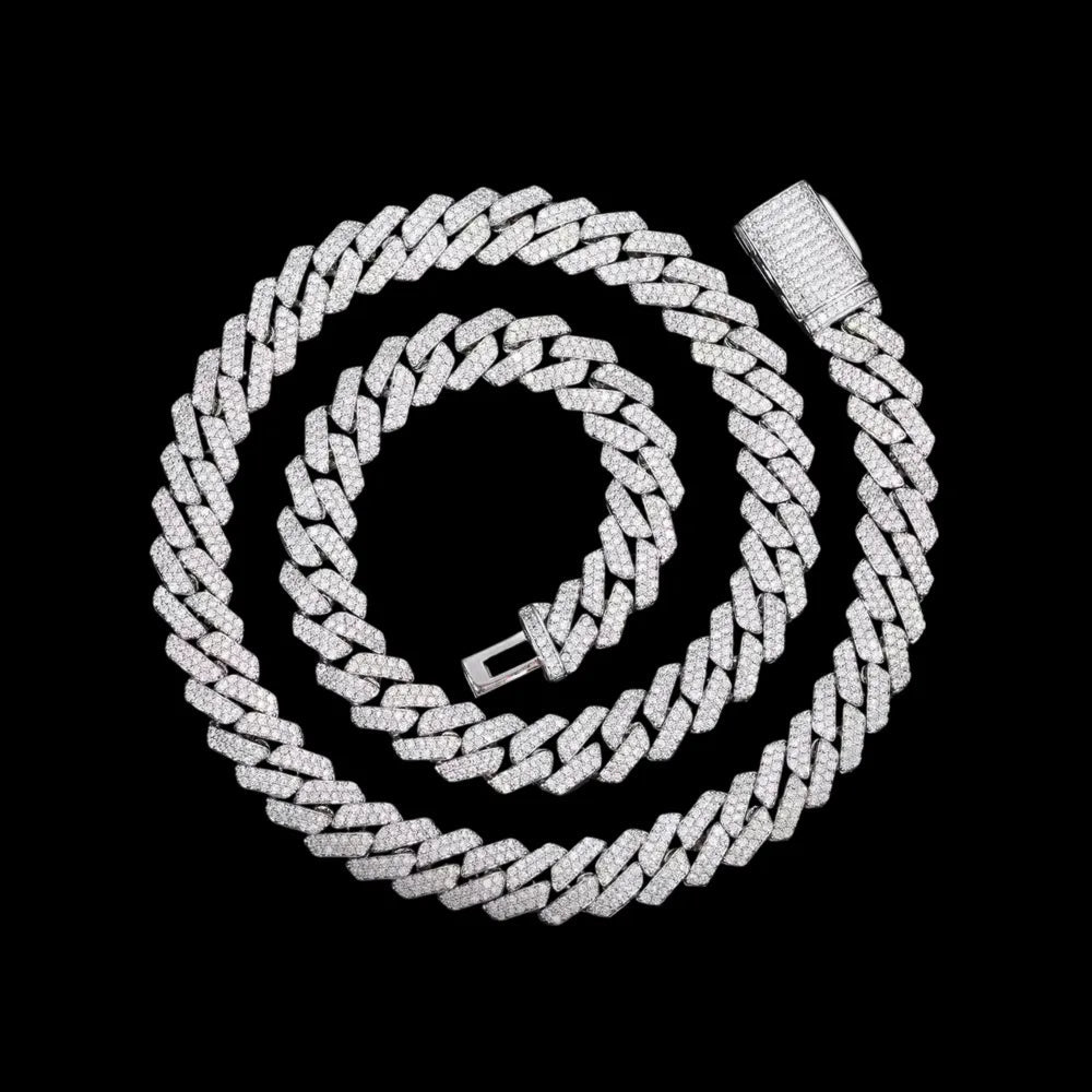 Iced-Out Diamond Miami Cuban Link Chain - 16mm - TONGSHOP / Length:16 / Length:18
