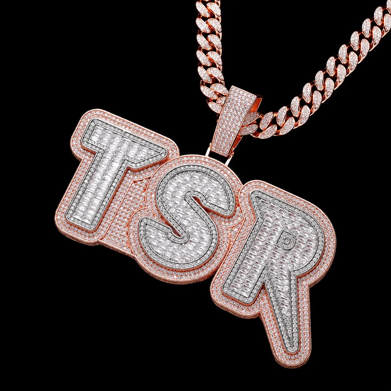 Iced - Out Double - Layer T - Set Diamond Custom Letter Pendant - TONGSHOP / Length:16 / Length:18