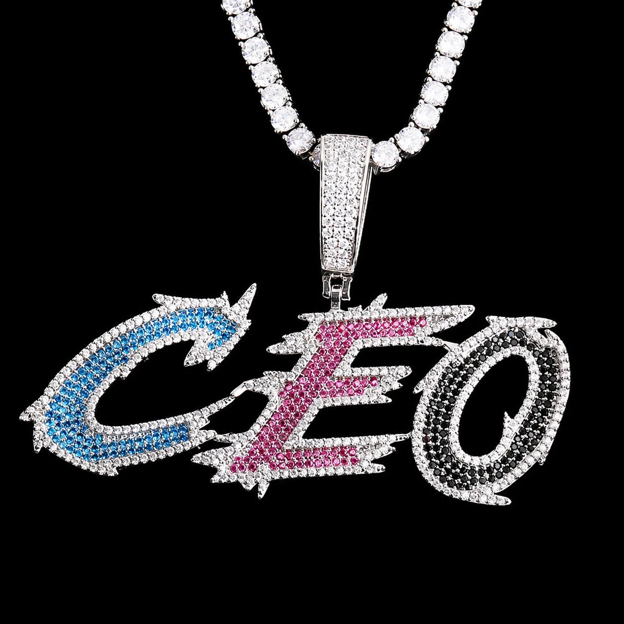 Iced - Out Spiked Custom Letter Pendant - TONGSHOP / Length:16 / Length:18