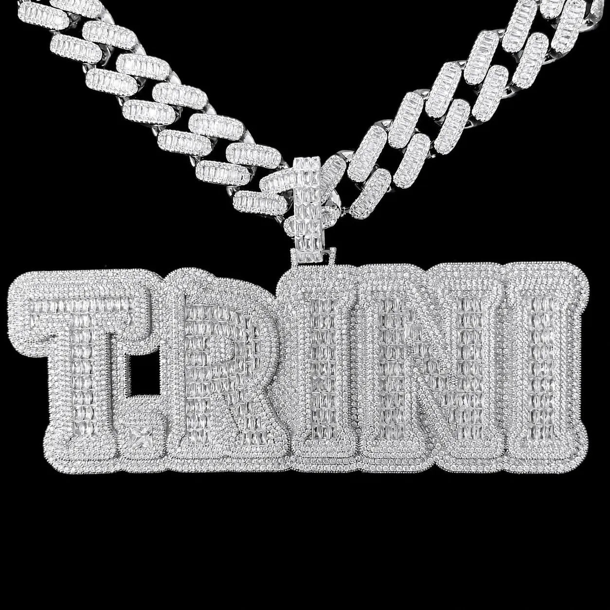 Iced - Out T - Set Diamond Custom Letter Name Pendant - TONGSHOP / Length:16 / Length:18