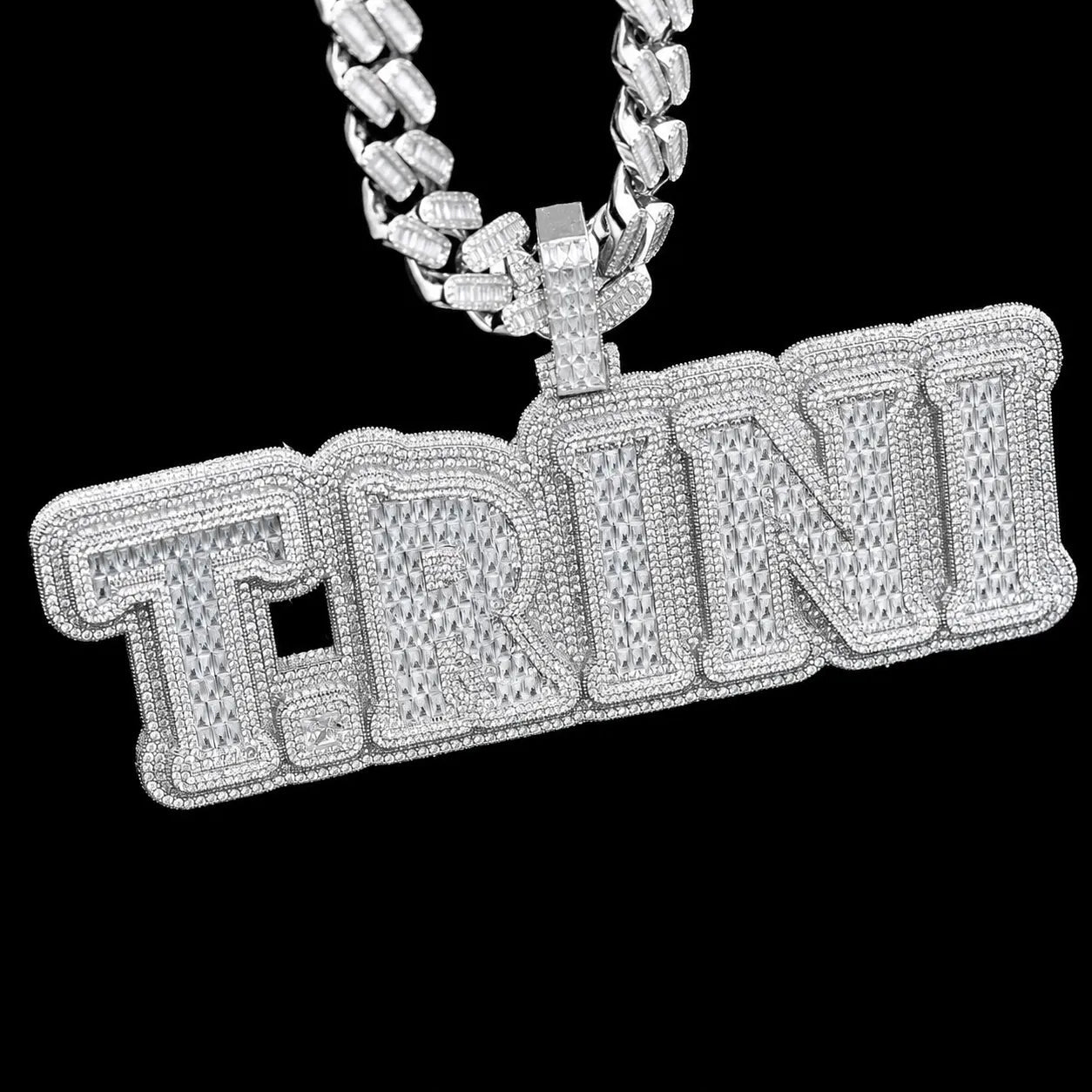 Iced - Out T - Set Diamond Custom Letter & Number Pendant - TONGSHOP / Length:16 / Length:18