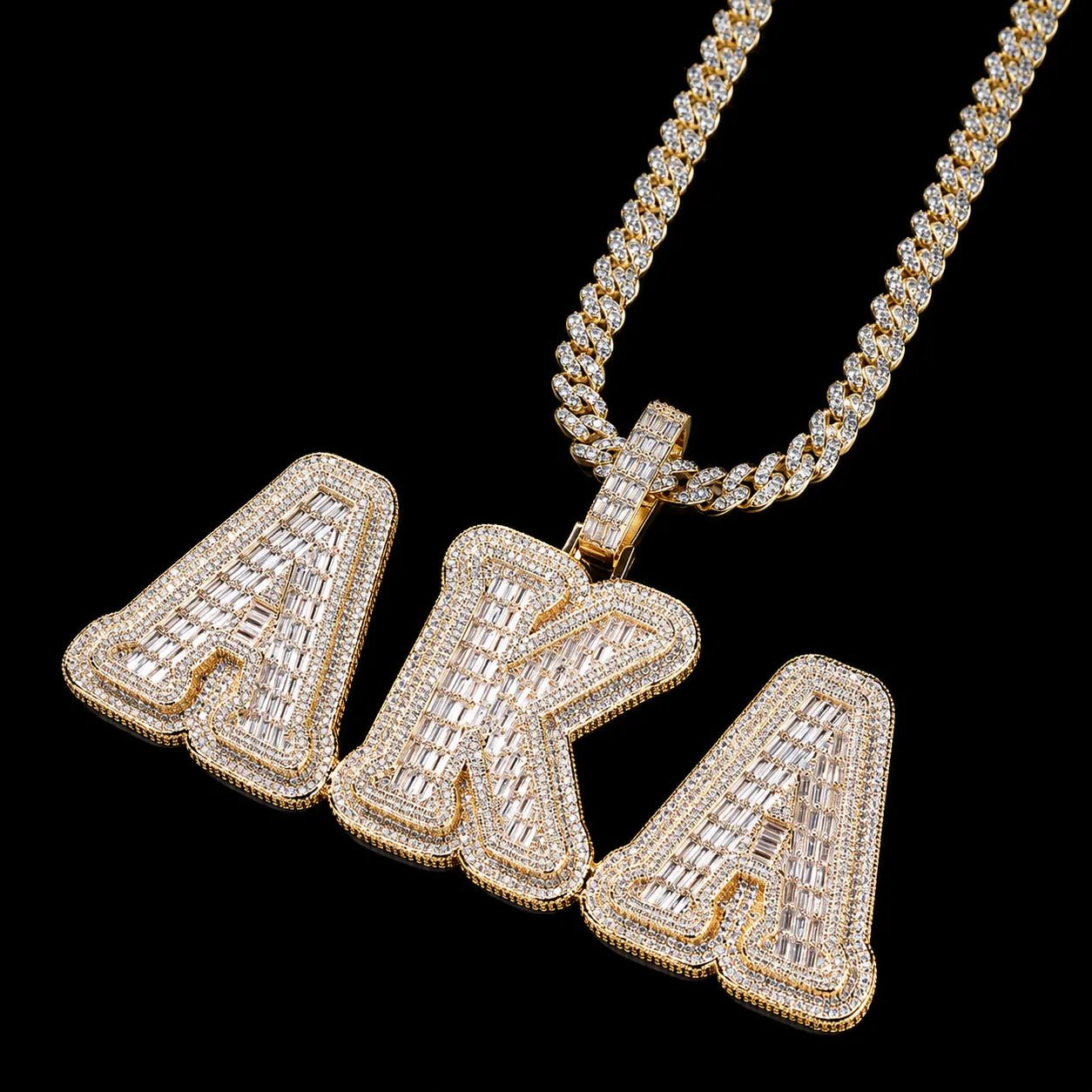 Iced - Out T - Set Diamond Custom Letter Pendant - TONGSHOP / Length:16 / Length:18