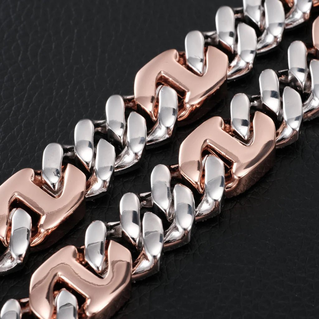 Iced Prong Link Choker in White&Pink - 12mm - TONGSHOP