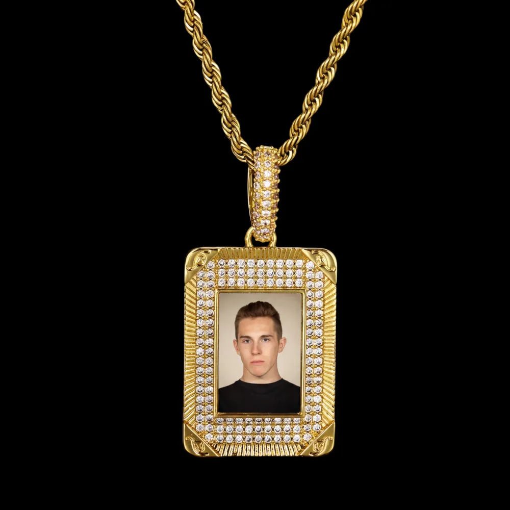 Iced Rectangular Memory Custom Photo Pendant - 25mm - TONGSHOP / Length:16 / Length:18