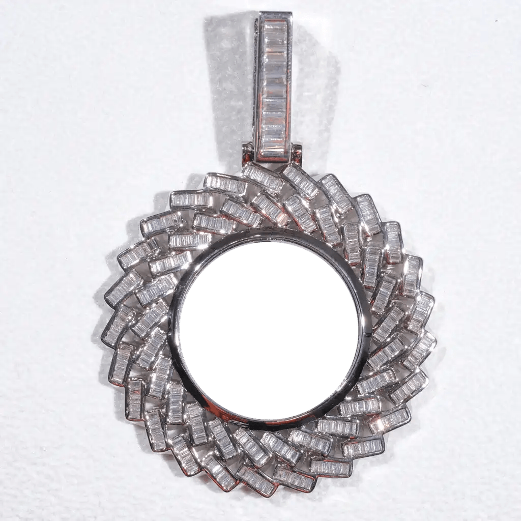 LARGE 3D RECTANGULAR T CUBIC Zirconia Custom Picture Pendant - TONGSHOP