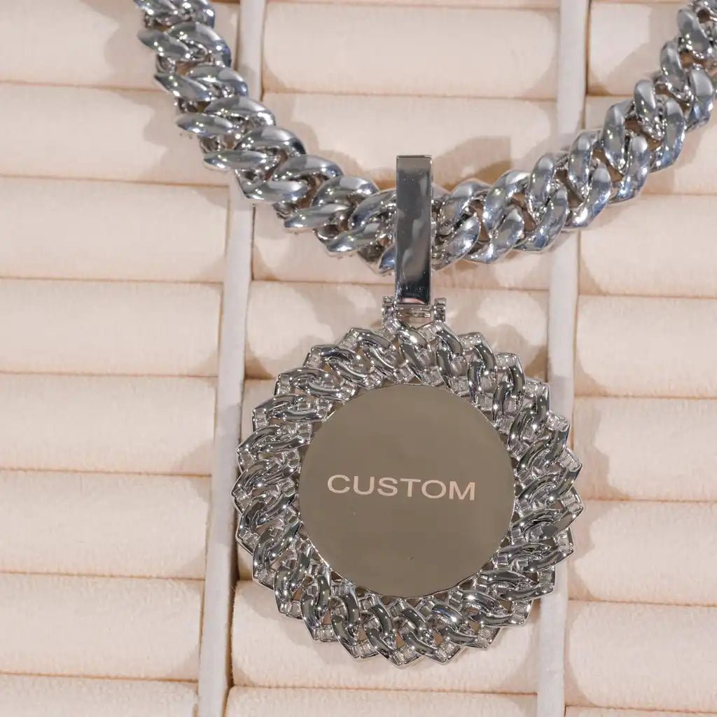 LARGE 3D RECTANGULAR T CUBIC Zirconia Custom Picture Pendant - TONGSHOP