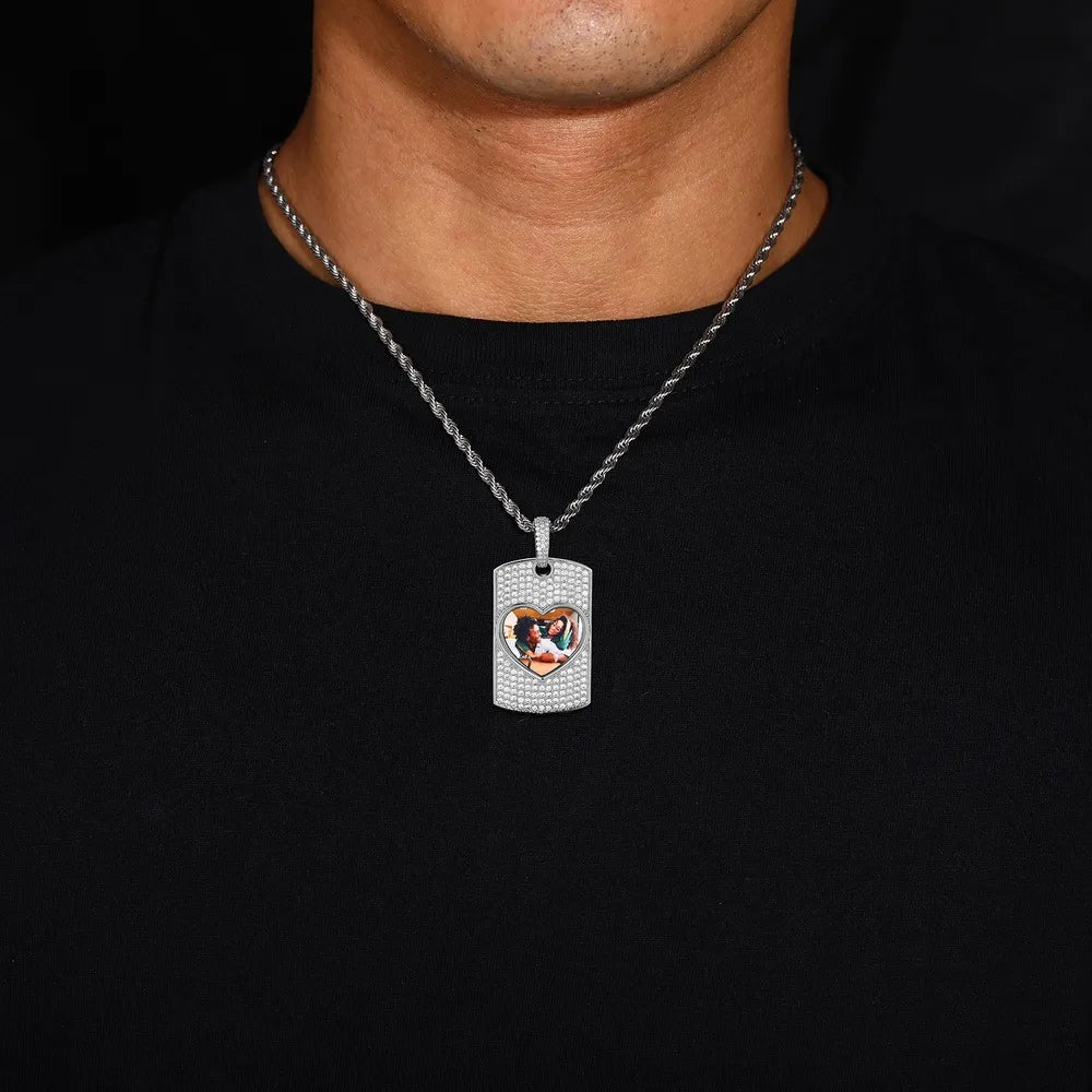 Love Memories Custom Photo Rectangular Pendant - 25mm - TONGSHOP / Length:16 / Length:18