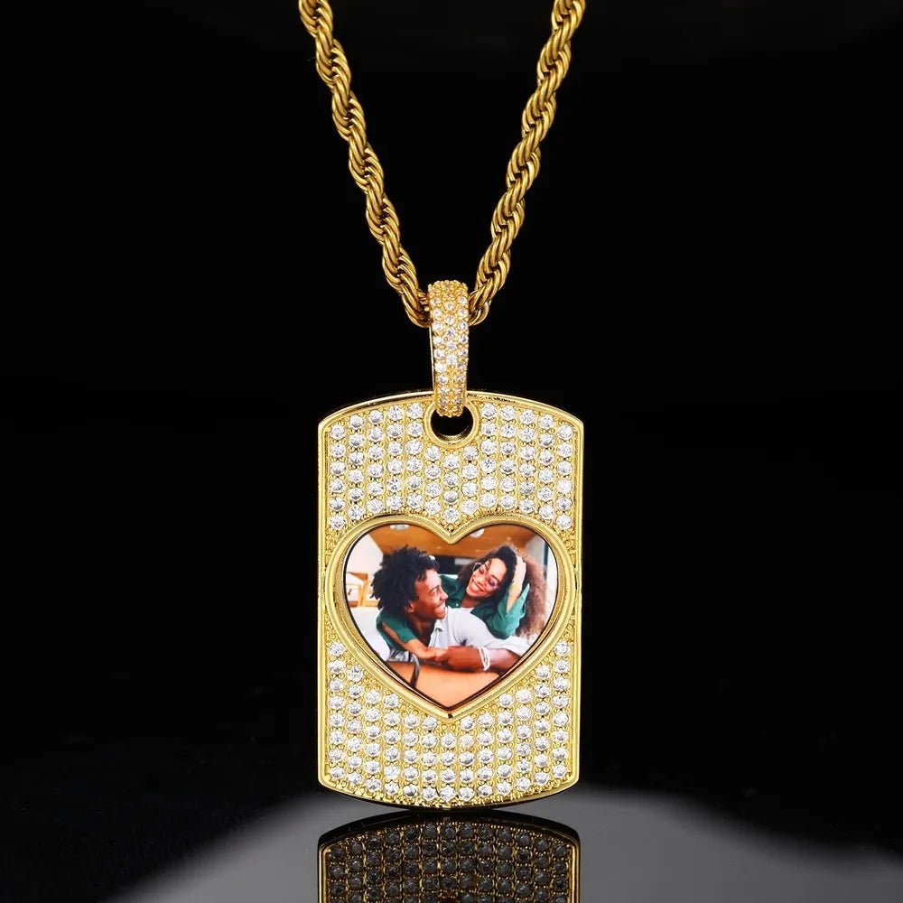 Love Memories Custom Photo Rectangular Pendant - 25mm - TONGSHOP / Length:16 / Length:18