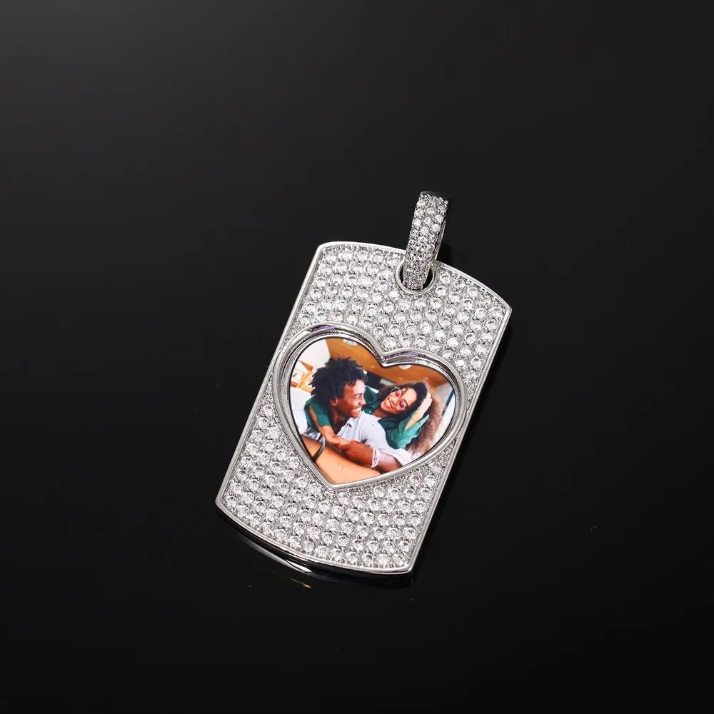 Love Memories Custom Photo Rectangular Pendant - 25mm - TONGSHOP / Length:16 / Length:18