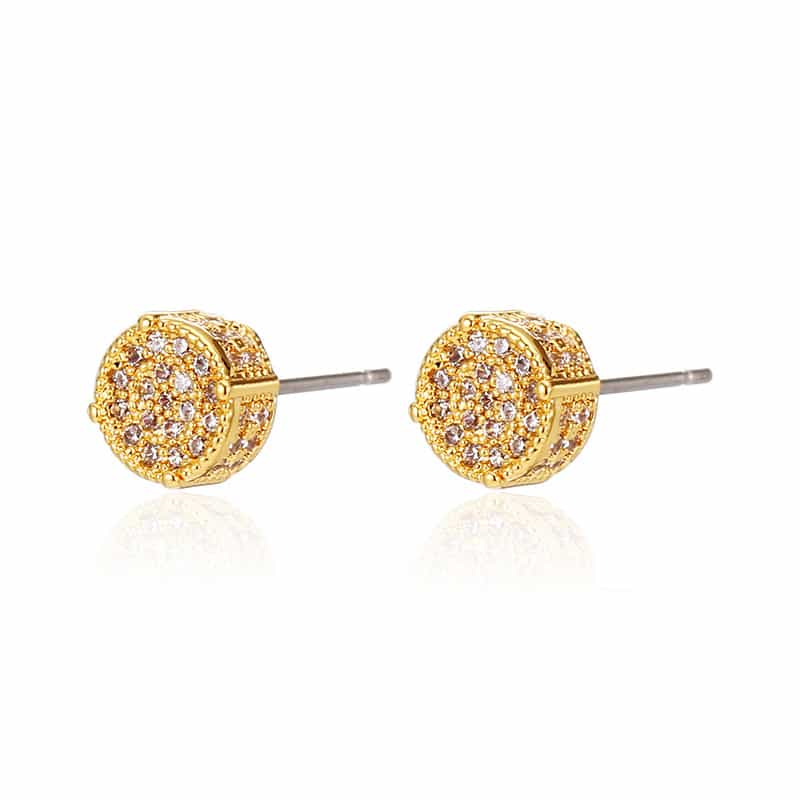 Luxury Round Micro Pave Diamond Stud Earrings - TONGSHOP