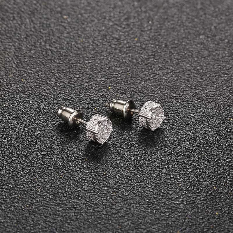 Luxury Round Micro Pave Diamond Stud Earrings - TONGSHOP